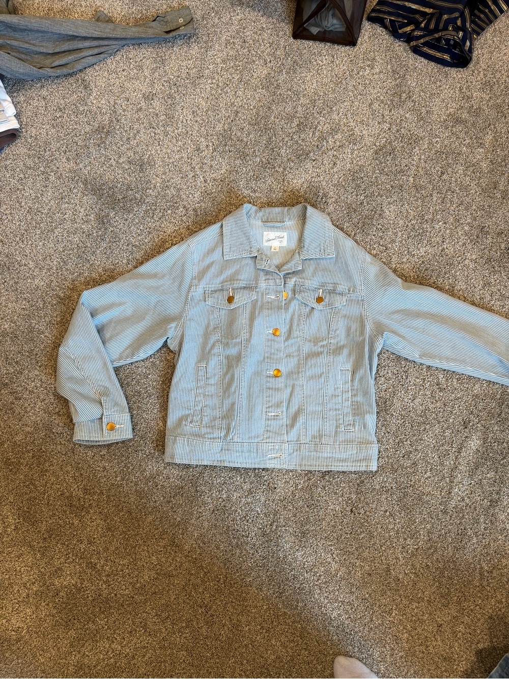 Pinstriped denim jacket